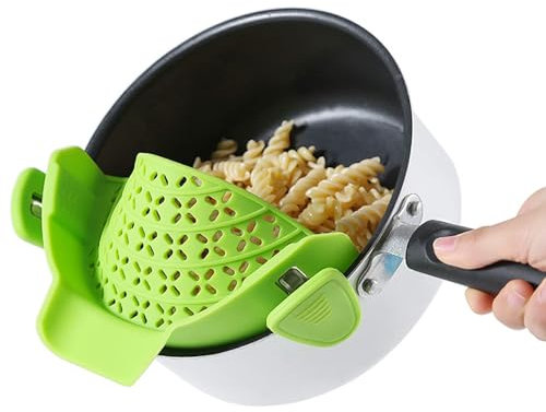 Zepitniy Colino a Scatto in Silicone Scolapasta Silicone Pieghevole Colino per Pasta da Pentola Filtro a Scatto Resistenti Al Calore Adatta a Tutte le Ciotole e Pentole - Verde