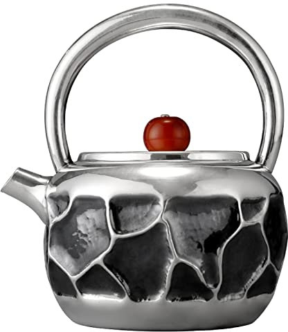 Tetera para estufa, 250 ml, tetera retro de agua hirviendo, tetera de plata de ley, tetera hecha a mano con patrón de martillo, tetera de metal plateado, juego de té artesanal, teteras para estufa (A