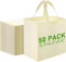 50 Pieces Reusable Totes Bag Bulk, 32 x 16 x 30 cm Shopping Bags Non Woven Grocery Bag with Handles Foldable for Parties Boutiques Retail (Beige)