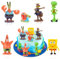Sponge-bob Geburtstag Deko, 6 Stück Mini Figuren, S-pongebob Tortendeko Spielzeug, Tortenaufleger Figur Model, Cartoon Cupcake Topper für Kinder
