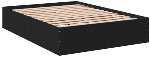 vidaXL Bettgestell, Bett Doppelbett für Schlafzimmer, Bettrahmen mit Lattenrost, Schlafzimmerbett Modernes Design, Schwarz 120x200cm Holzwerkstoff