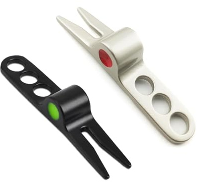GBTUPOKW 2 PCS Golf Ball Fork Pivot Divot Repair Tool Compatible Cameron Divot Tools for Scotty Golf Divot Tools（Silver and Black）