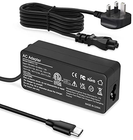 65W USB C Chromebook Laptop Charger for HP Chromebook X360 11 13 14, Len ovo Chromebook C330 S330 100e,Yoga,Dell Chromebook 3100, Acer Chromebook Spin 11,13 and Others Chromebook Type C Power Adapter