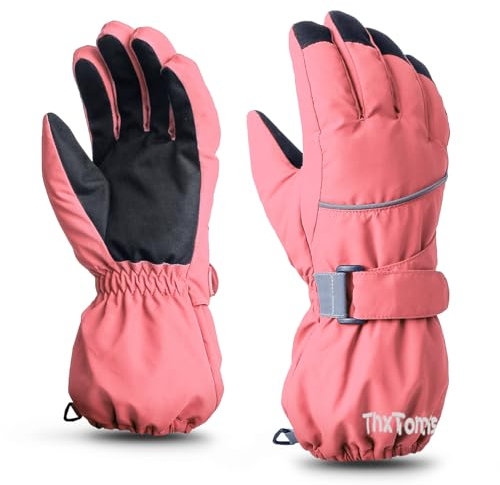 ThxToms Kinder Ski Handschuhe Winter Skihandschuhe -15℃ | Winddicht Wasserdicht Warm | Oxford Palme Verdickt Kalt Wetter | Outdoor Sports Snowboard Skifahren | Junge Mädchen