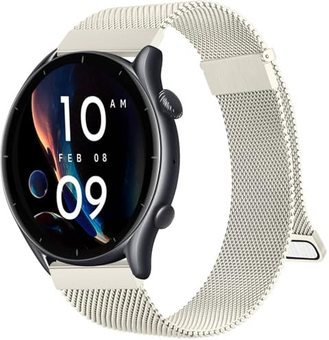 Mugust für Amazfit GTR Armband - 22mm Edelstahl Mesh Metall Ersatzarmband für Damen und Herren, Sternenlicht