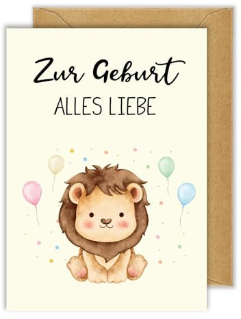 WenmthG Hochwertige Karte zur Geburt mit Umschlag - Glückwunschkarte zur Geburt Jungen Mädchen - Baby Karte Geburt - Alles Liebe zur Geburt
