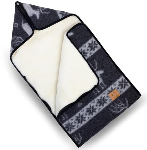 PinkZebra Winter Schlafsack für Baby aus 100% Schurwolle, Länge 90 cm, Merinowolle Babyschlafsack warm für Neugeborene, Schlafsack dick, Kinderschlafsack mit Reißverschluss, Raintier