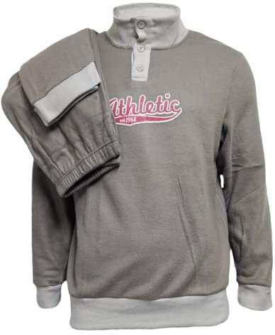 GX GARGIX Pigiama Uomo Invernale Molto Caldo Pile Maglia E Pantalone (IT, Testo, M, Regular, Regular, M, PUD Fango)