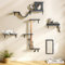 Estantes de pared para gatos, juego de muebles para gatos 5 en 1, escalador de madera para gatos con perchas, casa de condominio, cama, poste rascador y tablero para paneles de yeso de 16 pulgadas y