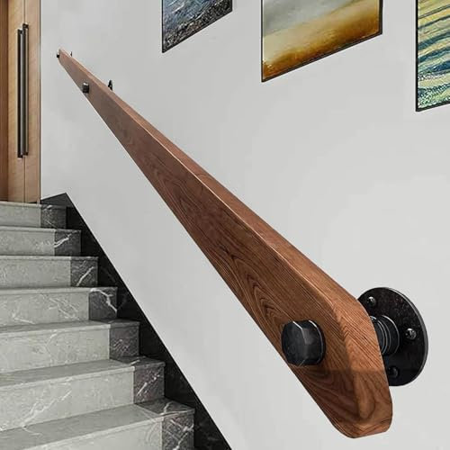 Handläufe für Treppen 30-600cm Holzhandlauf mit Halterungen, Rutschfeste Treppengeländer Stützstange, Gegen die Wand ältere Menschen und Kinder Loft Grab Bar Kit für Indoor Hospital Home (B, 180cm)