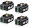 4 Pack 18V 5.5Ah BL1860 Batteries Replacement for Makita 18V Battery BL1860 BL1860B BL1850 BL1850B BL1830 BL1820 LXT400 Cordless Power Tool Batteries with LED Power Indicator