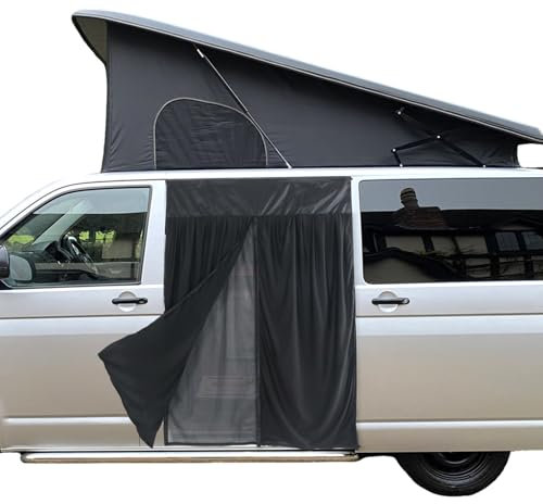 Magnetische Insektenschutznetz für VW T6, Magnetischer Van Maßgeschneidert, Auto Insektennetz Moskitonetze, Hintertür für Schiebetür, Heckklappe, Reißverschluss, Camping (Seitentür 130 * 155cm)