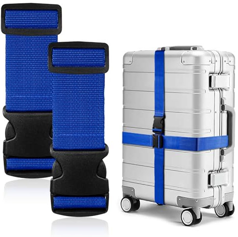 Tatxmalv 2 Stück Koffergurte, Einstellbare rutschfeste Kofferbänder, Koffer Zubehör für Schnell Erkennen Koffer Dunkelblau