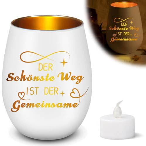 Geschenke zur Hochzeit Windlicht mit Gravur, Verlobungsgeschenk, Windlicht Personalisiert, Geschenke für Freundin Valentinstag, Teelichthalter mit Gravur Hochzeitstag Geschenk für Freundin Frau (HL)