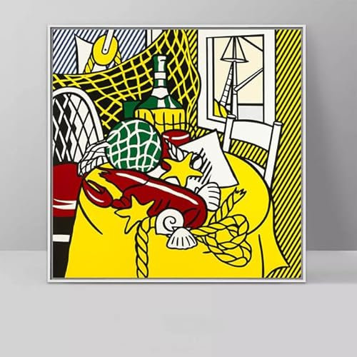 LATAFA Pop Roy Lichtenstein Poster Illustration Malerei Roy Lichtenstein Leinwand Wandkunst Roy Lichtenstein Drucke Home Wall Decor Bild 40x40cm rahmenlos