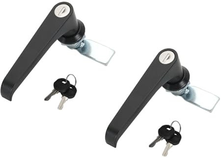 2 Stücke Griff Schrank Schrankschloss mit Schlüsseln, Schaltschrank Schlösser, Verteilerkasten Schrank Türgriff Schlösser für Schaltschränke, Aktenschränke (Schwarz)