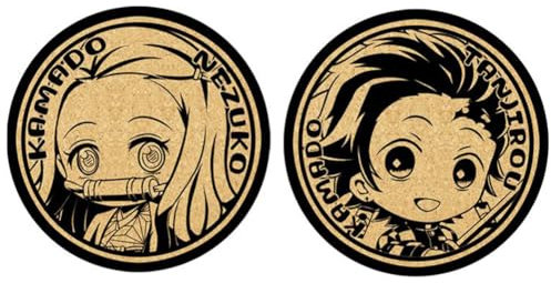 Lot de 2 dessous de verre ronds en bois avec motif d'anime, Kamado Nezuko/Kamado Tanjiro/Rengoku Kyoujurou, 9 cm, cadeaux pour les fans d'anime