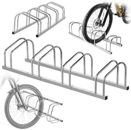 KADAX Fahrradständer für 4 Fahrräder für Boden oder Wandmontage, Fahrradhalter aus verzinktem Stahl für Reifenbreiten bis 65 mm, Fahrrad Ständer