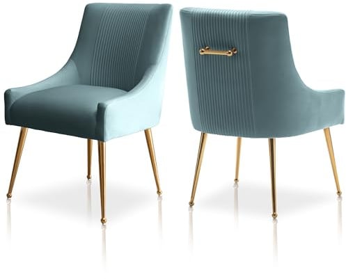SEYNAR Moderne Esszimmerstühle, Samt gepolsterte Stühle mit goldenen Beinen, getufteter Akzentstuhl 2er Set für Empfangsraum Wohnzimmer Arbeitszimmer（Green）