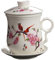 Tea Cup with Infuser 4pcs/Set Tea Mugs with Infuser and Lid Ceramic Cup Retro Peach Blossom Floral Mug Business Gift Steeping with