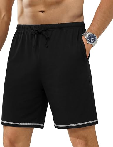 Jahetuul Pantalón Corto de Pijama Hombre de Algodón con Cintura Ajustable
