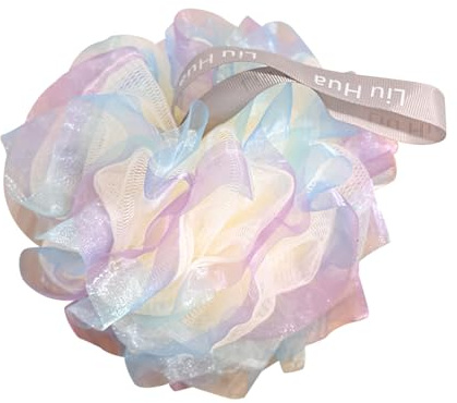 Duschschwamm, Luffa-Duschschwamm, Peeling-Badeschwamm, Netz-Körperschrubber, Fantasie, bunte Badeblume, für Zuhause und Reisen, Duschen (blau)