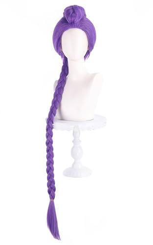 bi bi hou Rumi Cosplay Perücke Violett Lange Zöpfe 130cm Anime Demon Hunters Verkleidung Rumi Wig Halloween Karneval Party Kostüm Zubehör Anime Perücke Erwachsene