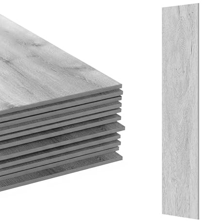 Relaxdays PVC Bodenbelag selbstklebend, 5m²/36 Stück, Holzoptik, hellbraun | Bad, Küche, Klebefliesen 91x15cm rutschfest