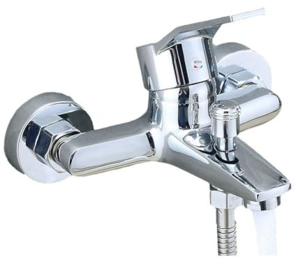 ZYNCUE Badezimmer Dusche Wasserhahn Mischbatterie Set Messing Ventil Edelstahl - Schlauch Dual Kalt Warmwasser Kontrolle Auslaufsichere Kartusche Silber