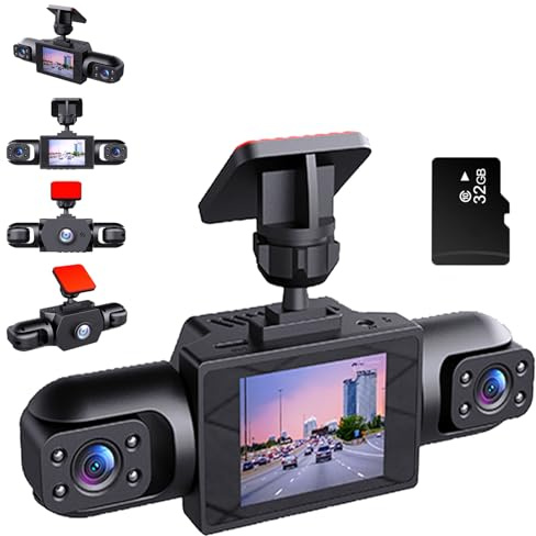 Full View Car Dashcam System, Four-Record Monitoring Driving Recorder, Dash Cam Front and Rear Wireless, 1080p Car Dash Camera, Applicable to All Model (1Set)