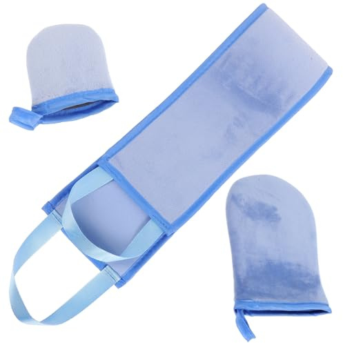 GANAZONO Selbstbräunungs Rückenapplikator Satz mit Flockigem Bräunungshandschuh und Praktischer Lotion Handschuh Bequemes Design für Streifenfreie Bräunung zu Hause