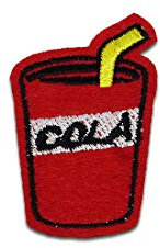 bere Cola coppa con cannuccia - Toppe termoadesive Patch Toppa ricamate, misura: 5,1 x 3,1 cm
