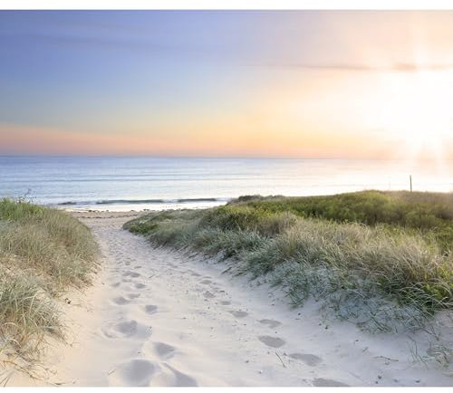 decomonkey Fototapete Strand Meer, 300x210 cm, Natur Landschaft, Wohnzimmer