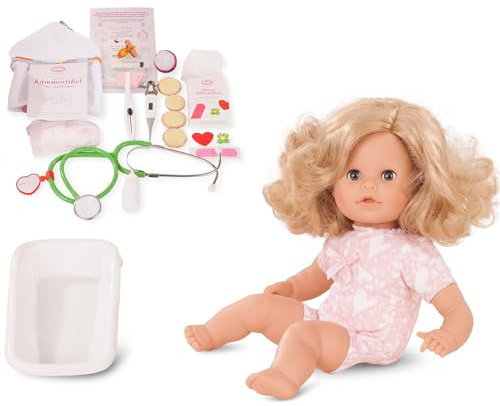 Götz 1816063 Cosy Aquini als Doktor Badepuppe - Puppe mit blonden Haaren, blauen Schlafaugen in einem 47-teiligen Set - 33 cm Mädchen-Babypuppe