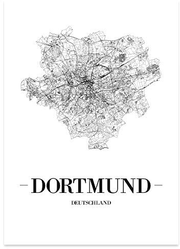 JUNIWORDS Stadtposter - Wähle Deine Stadt - Dortmund - 40 x 60 cm Poster - Schrift A - Weiß