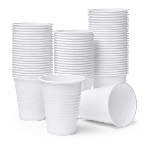 Ayn Al Madina 7oz Reusable Plastic Water Cups – White Drinking Cups for Parties, Office & Catering – Strong, Leakproof, BPA-Free – Ideal for Water, Juice & Cold Drinks (200, White)