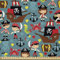 ABAKUHAUS Pirates Stoff als Meterware, Retro Kinder Abenteuer, Seidiger Satin Stoff Zum benähen von Heimtextilien, 2M (148x200cm), Teal