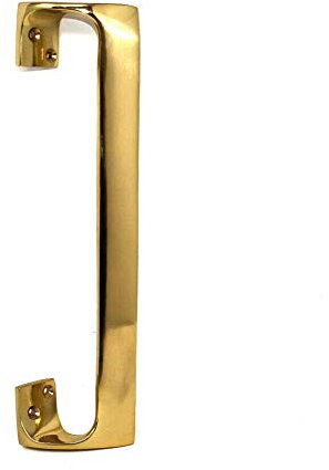 9 225mm Solid Polished Lacquered Brass Pull Door Handle Oval Grip Traditional