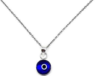 MYSTIC JEWELS By Dalia Halskette böses Auge aus blauem Kristall für das Glück – Sterling-Silber 925 – Kette 40 bis 45 cm Länge – Geschenk zum Schutz vor bösen Augen