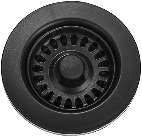 Serene Valley 3-1/2 inch Kitchen Sink Strainer Assembly with Stopper for Matching Color of Granite or Fireclay Sinks (Black)