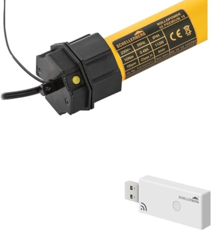 Schellenberg 21210 Rolladenmotor mit Funk neue Generation, 10 Nm, bis 4,2 m² Fläche, für 60 mm Rolladenwellen 868,4 MHz Funkfrequenz + Funk-Stick für Integration in Magenta SmartHome