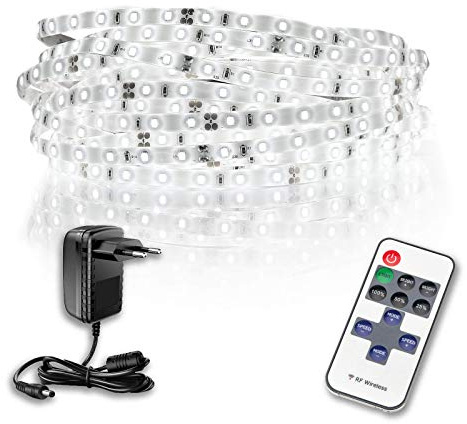 Suprema LED-Streifen-Kit 10 Meter 24 W mit Fernbedienung und Netzteil 24 W, natürliches Licht 4000 K