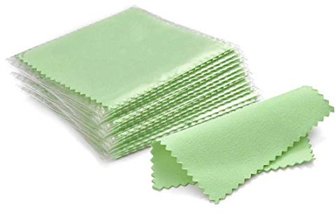 SEVENWELL 50pcs Jewelry Cleaning Cloth Green Polishing Cloth for Sterling Silver Gold Platinum Small Silver Polish 8x8cm
