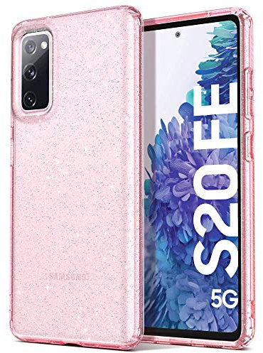 ULAK Galaxy S20 FE 5G Hülle Glitzer, Galaxy S20FE Durchsichtige Schutzhülle Hard TPU Bumper Handyhülle Stoßfest Phone Case für Samsung Galaxy S20 FE 5G 6,5 Zoll - Rosa