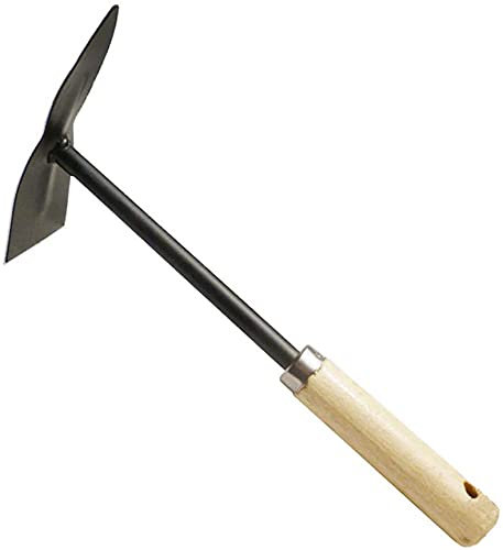 LATRAT Holz Metall Garten Hacken, mit Holzstiel Spitzhacke Pickel Hacke Pionierhacke Flachhacke zum Auflockern von harten Böden, für die Lockerung Boden, Unkraut und Graben Rost Beweis