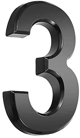 3D Modern House Number,Suithink 6cm Black Self Adhesive Door Home Address Numbers,House Sign Door Plate DIY Address Numbers for Cafe Wall Courtyard Decor Creative Address Door Numbers (3)