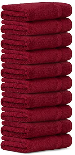 Luckytowel 10er Set Handtücher 50x100 cm 100% Baumwolle, 600g/m² Oeko-Tex Handtuch-Set 10er Pack Rot