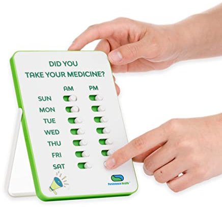 Persistence Health Medication Tracker & Pill Reminder | Visual Reminder Alarm | 7 Day AM PM | Take and Slide | No More Second-guessing or Double-dosing | Perfect for The Elderly (Two Column English)