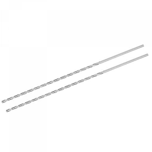 sourcing map HSS(High Speed Steel) Extra Long Twist Drill Bits, 3.5mm Drill Diameter 300mm Length for Hardened Metal Woodwork Plastic Aluminum Alloy 2 Pcs