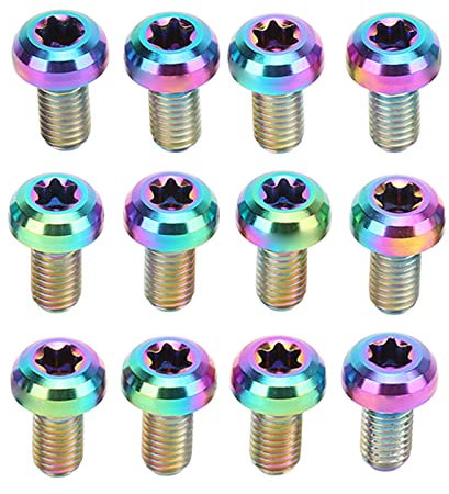 VGEBY Bicycle Disc Brake Rotor Bolts, 12pcs M5x10mm T25 Titanium Alloy Bicycle Brake Disc Screw Bicycle Accessory Bicycle and Spare Parts Ride